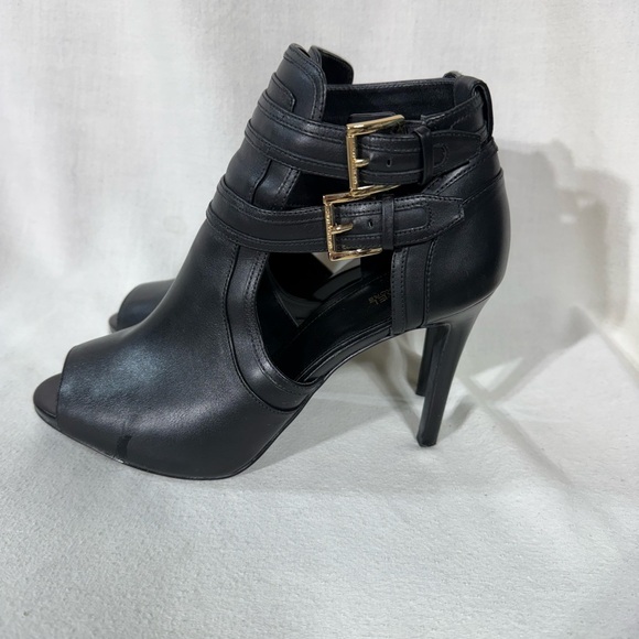 MICHAEL Michael Kors Black Heeled Boots with Gold Buckles Size 9.5 - Picture 5 of 10